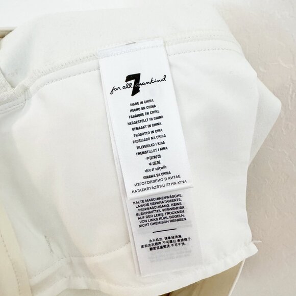 7 For All Mankind Faux Leather Kick Flare Pants Office Business Work Cream 23 - Picture 6 of 12